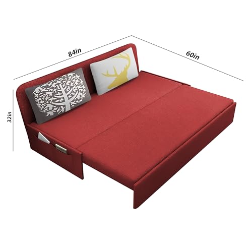 Image of Divano 3 Seater Sofa Cum Bed for Living Room (Maroon) Premium Fabric Sofa