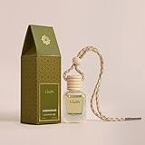 Llum Lemongrass Hanging Car Air Freshener – Luxury Automotive Perfume Diffuser 10ml (0.34 fl oz), Long-Lasting Fragrance, Alcohol-Free Non-Toxic Scent, Glass Bottle With Wood Cap & AC Vent Clip
