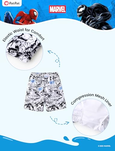 Image of Disney Marvel Spiderman Swimsuit Rash Guard Shirt & Swim Trunks Stitch Boys Swim Set UPF 50+ Summer Kids Bathing Suit 3M-13T