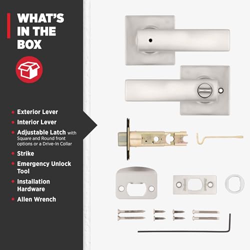 Kwikset Breton Interior Privacy Door Handle with Lock, Door Lever For Bathroom and Bedroom, Satin Nickel Reversible Keyless Turn Lock, with Microban Protection - image 7