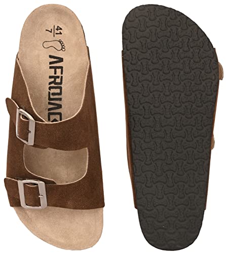 Image of AFROJACK Men's Orginal Leather Sandals | Casual Sliders for Boys s801