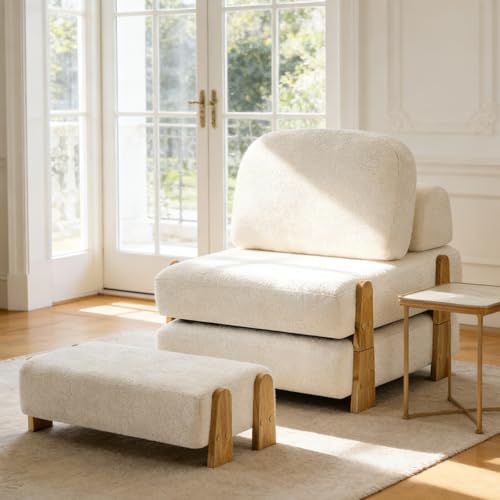 Hellove Canapé-lit Pliable, Fauteuil Convertible 1 Place avec Dossier inclinable et Repose-Pied Rabattable, 72 x 181 cm Chauffeuse Portable et Confortable...
