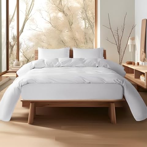 SONORO KATE 100% Egyptian Cotton Sheets - 800 Thread Count, Luxury Hotel Sateen Weave Sheets, Soft & Breathable Bed Sheets Set, Fits 16" - 4 PC (White,King) Cover