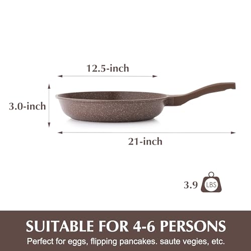SENSARTE Nonstick Frying Pan Skillet, Omelette Pan, Healthy Stone Cookware Chef's Pan, PFOA Free, Toffee Brown (12.5 Inch) by SENSARTE - Image 6
