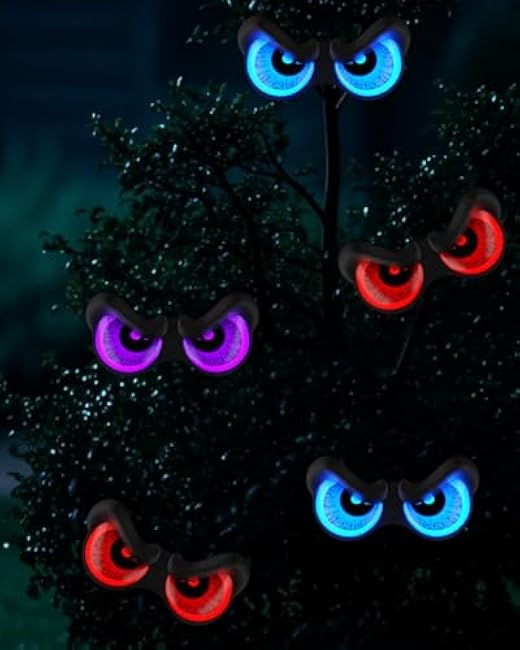 Halloween Decorations, 5 Pack Glowing & Flashing LED Eye Lights for Indoor/Outdoor Use, Bush, Yard, Window, Party