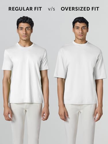 Image of XYXX Drift Oversized Tshirt for Men | 100% Combed Cotton | Solid Roundneck Drop Shoulders Half-Sleeve T Shirt