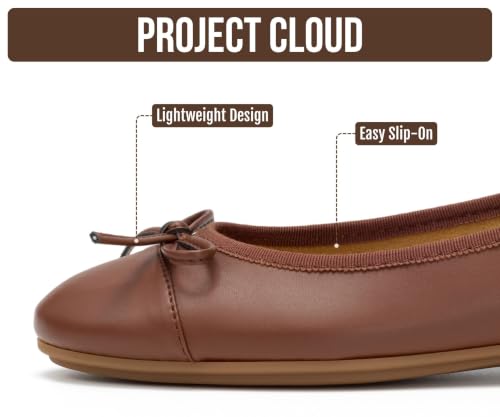 Image of Project Cloud Ballet Flats for Women Shoes - Genuine Leather Insole and Lightweight Mary Jane Flats - Non-Slip and Comfortable Womens Shoes