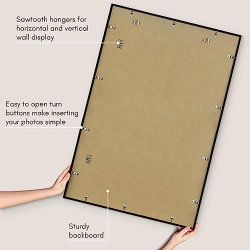 Americanflat 27x40 Picture Frame with Polished Plexiglass - Streamline Collection - Thin Border Picture Frame for Wall Display - Hanging Hardware Included - Black