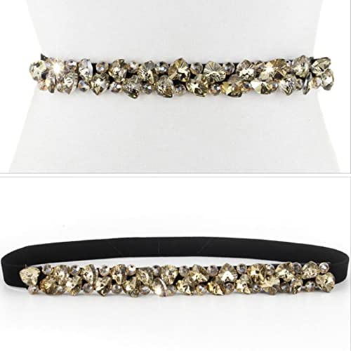 Women Bridal Skinny Rhinestone Elastic Embellished Waist Belt Crystal Girdle Elegant Wedding Dress Belt2