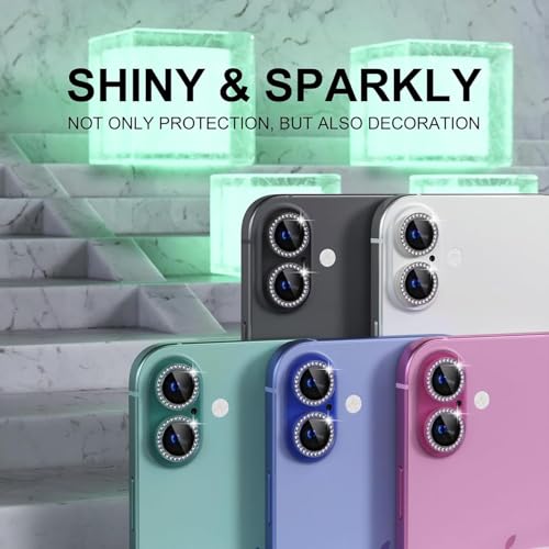 Image of NEXVEU DIAMOND Camera Lens Protector For IPHONE 16 /16 PLUS GREEN UHD 9H Glass, Anti Drop, Scratch Resistant, Case Friendly Camera Guard Removable, Waterproof, Heavy Duty Camera Protector