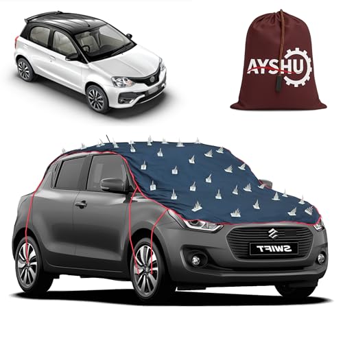 Image of AYSHU Water-Resistant Spike Car Cover for Toyota Etios Liva - Protects from Dogs, Monkeys, Dust, Sunlight & UV - Full Roof Universal Fit