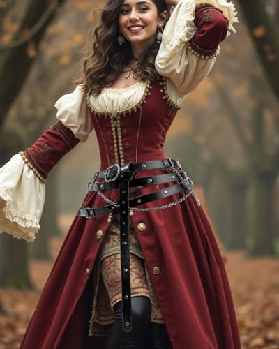 KOTORA Retro Skinny Belt Long Metal Chain Exotic Cross Waist Costume Accessory Medieval Renaissance DIY Dress Cosplay2