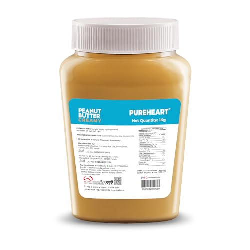 Image of Pureheart Nutbutter Creamy Peanut Butter 1000 gm | Natural & Premium Roasted Peanuts | High Protein, Rich in Fiber | Zero Trans Fats | for Tasty Breakfast & Post Workout Protein Snack
