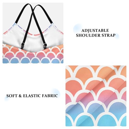 senya Girls Swimsuits One-Piece Swimwear Tie Bathing Suit Beach Summer Round Neck 5-6T Rainbow Mermaid Scale3