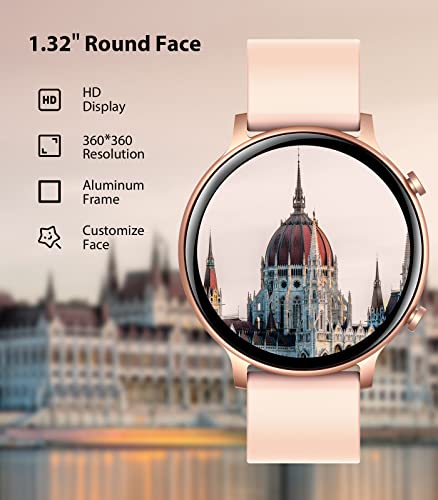 Egqinr Smart Watches For Women Answer/Make Call, 1.32" Hd Full Touch Screen Fitness Trackers With Heart Rate Blood Pressure Sleep Monitor, Ip67 Waterproof Smartwatch For Android Iphone #TOP3