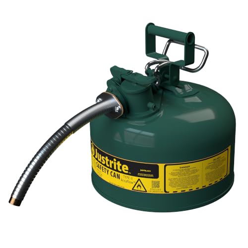 Justrite Type II Green Safety Can for Oil, Galvanized Steel, FM Approved
