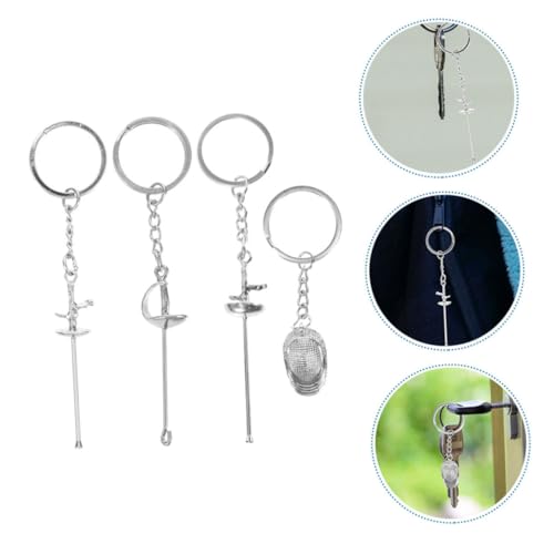 Porte-clés d'escrime pendentif de portefeuille en métal ciselé - 7
