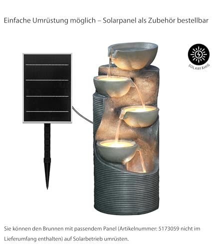Dehner Gartenbrunnen Salo mit LED Beleuchtung, ca. 81 x 34 x 33 cm, Polyresin, grau