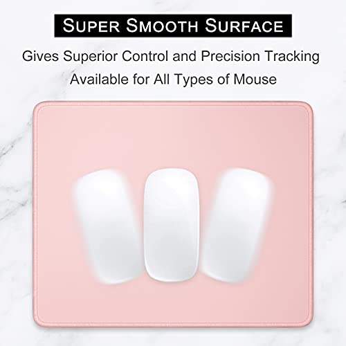 Hsurbtra Mouse Pad, Premium-Textured Square Mousepad 10.2 X 8.3 Inch, Stitched Edge Anti-Slip Waterproof Rubber Mouse Mat, Pretty Cute Mouse Pad For Office Gaming Laptop Women Kids Pink #TOP1