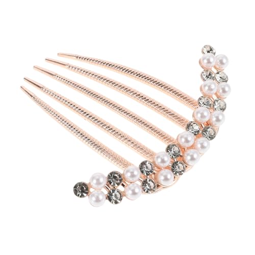 Holibanna フェイクパールラインストーンヘアコーム 中国風ヘアピン ブライダルヘアアクセサリー レディース 花柄デザイン 結婚式用 洗練されたシルバー輝き