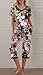 PrinStory Women's Pajama Set Short Sleeve Shirt and Capri Pants Sleepwear Pjs Sets with Pockets FP-Big Leaf Pink-Large