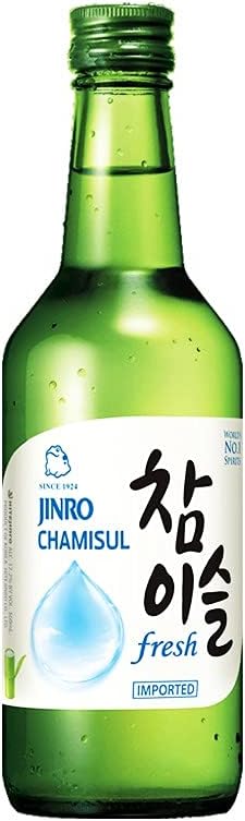 Korean Jinro Chamisul Fresh 진로 소주 Beverage Drink Mixer 12.1fl oz (360ml) - (Pack of 2)