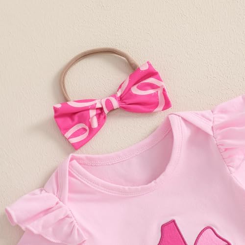 Baby Girl 1st Birthday Outfit Bow Ruffle Short Sleeve Romper Bodysuit T-Shirt Tutu Skirt Shorts Set Summer Clothes3