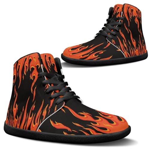 Jeiento Nature Pattern Mens Walking Shoes High Top Barefoot Running Shoes Wide Toe