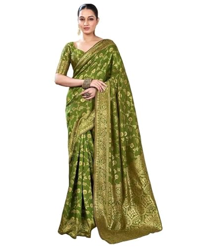 Image of Women's Kanjivaram Soft Silk Banarasi Saree With Blouse Piece | Banarasi Sari For Women | Saree with Blosepiece