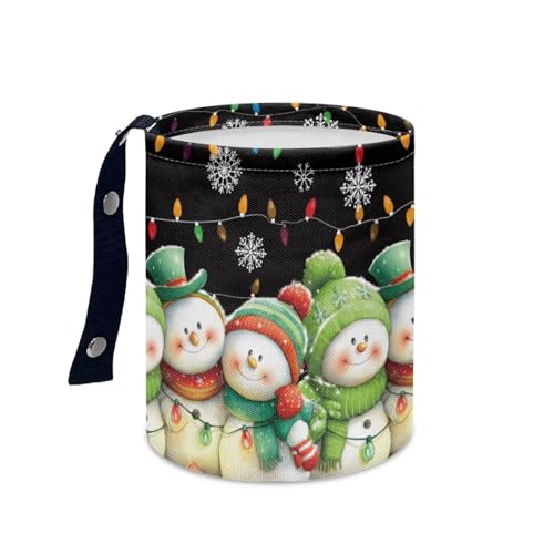 Image of Green Snowman Christmas Trash Can for Car Garbage Can for Back Seat Leak Proof with Adjustable Buttons Auto Accessories for Women Interior