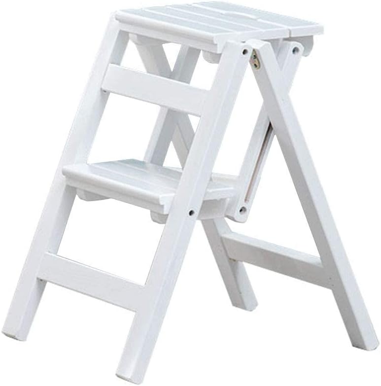 Kitchen Step Stools 2 Step Stool Ladder for Adults & Kids Wooden Folding Stepladder Wood Small Foot Stools Indoor Portable Shoe Bench/Flower Rack