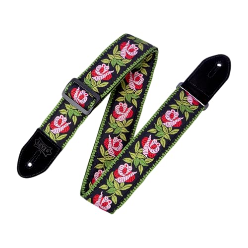 Sangle guitare jacquard Levy's rose avec envers coton doux