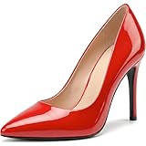 Women Stiletto High Heel Pointed Pumps Ladies Party Clubbing Work Court Shoes Size 3-12 (8 UK, Red Patent)