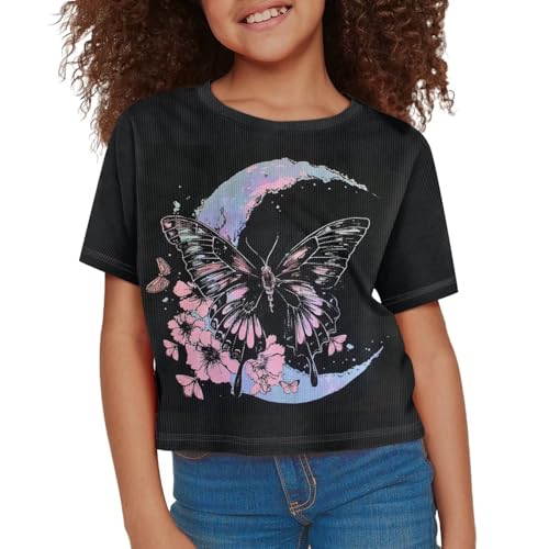 Image of Kids Crop Top Short Sleeve T-Shirts for Girls Size 5-14