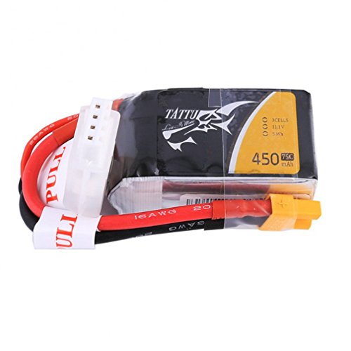 TATTU 450mAh 1V 75C 11.3S1P Batterie Lipo avec Prise XT30 pour Drone UAV Quadrocopter Multirotor FPV 150