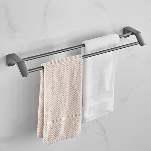 Porte-serviette double suspendu gris 80cm pour une salle de bain épurée - 5