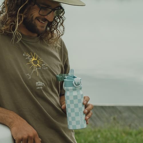 Image of BJPKPK 25 oz Insulated Water Bottle, Straw, Handle, Stainless Steel Flask | Leak Proof Locking Lid, Thermal, Double Wall Vacuum, Keeps Hot /Cold, BPA Free, Dishwasher Safe, Travel & Sports, Sage