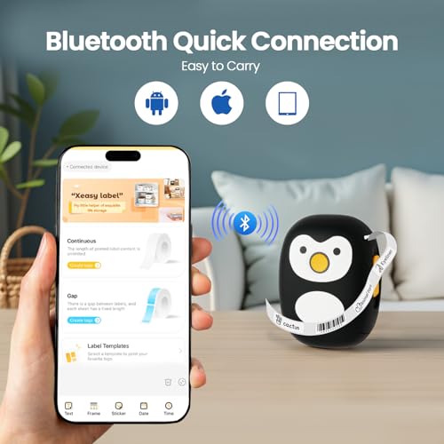 NULLTONEX Mini Label Maker Bluetooth Machine: Wireless Small Label Makers with Tape - Portable Thermal Labeler Works with Tablet Phone - Easy to Use for Office Home Organization — view 2