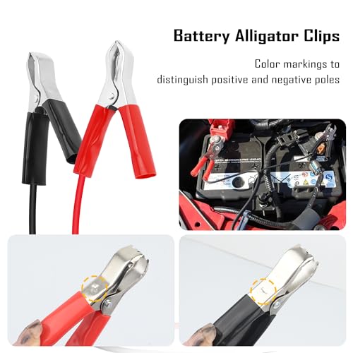 Image of 12V Cigarette Lighter Socket Replacement with 5Ft Extension Cord & Battery Alligator Clips,Universal Car Cigarette Lighter Outlet Female Cigarette Lighter Socket with 15A Fuse (5Ft)