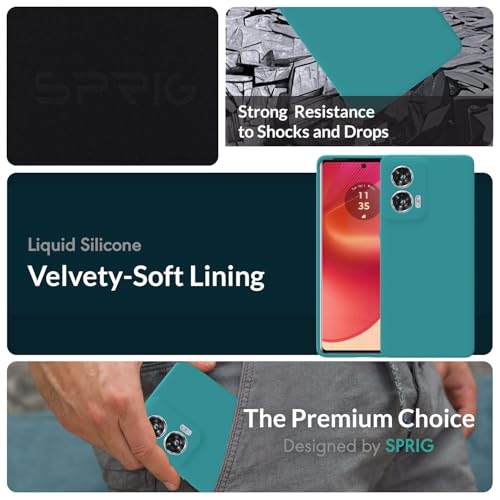 Image of SPRIG Compatible with Moto Edge 50 Fusion Premium SilkTone (Liquid Silicone) Back Cover Drop Tested Shock Proof Mobile Case for Men, Women, Boys and Girls with Camera Protection (Ocean Blue)