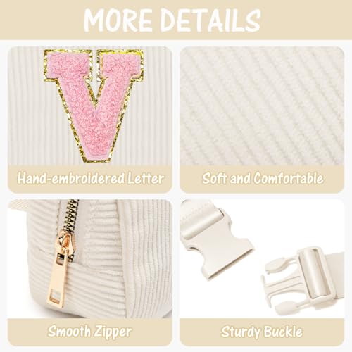 Image of Gitus Gifts for Teen Girls 10-12 12-14 14-16 16-18 Birthday Gifts for Girls Women Sister Teacher Initial Belt Bag Fanny Pack Crossbody Bags for Teen Girl Gifts Trendy Stuff Travel Essentials (Ivory-V)