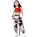 LOLANTA 2 Pezzi Ragazze Hip Hop Street Dance Solo Set, Crop Tank Top + Pantaloni Jogger mimetici, Rosso, 140