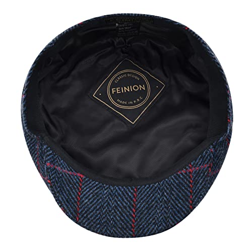 FEINION Men's Wool Tweed Newsboy Ivy Cap Gatsby Golf Flat Hat (Plaid Navy, 7 3/4) - Image 5