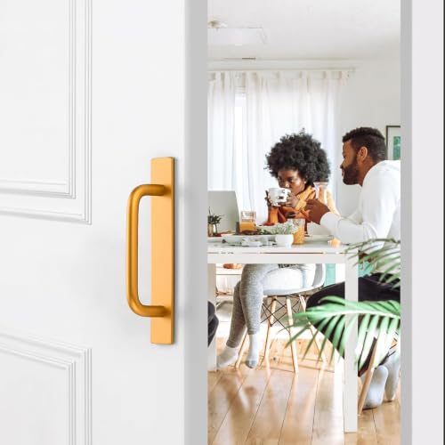 Image of Adhesive Cabinet Handles, Self-Stick Instant Cabinet Handles Alloy No Drilling Push Pull Handles Helper for Kitchen Cabinet Drawer Window Sliding Closet (Gold, 2 Pcs)