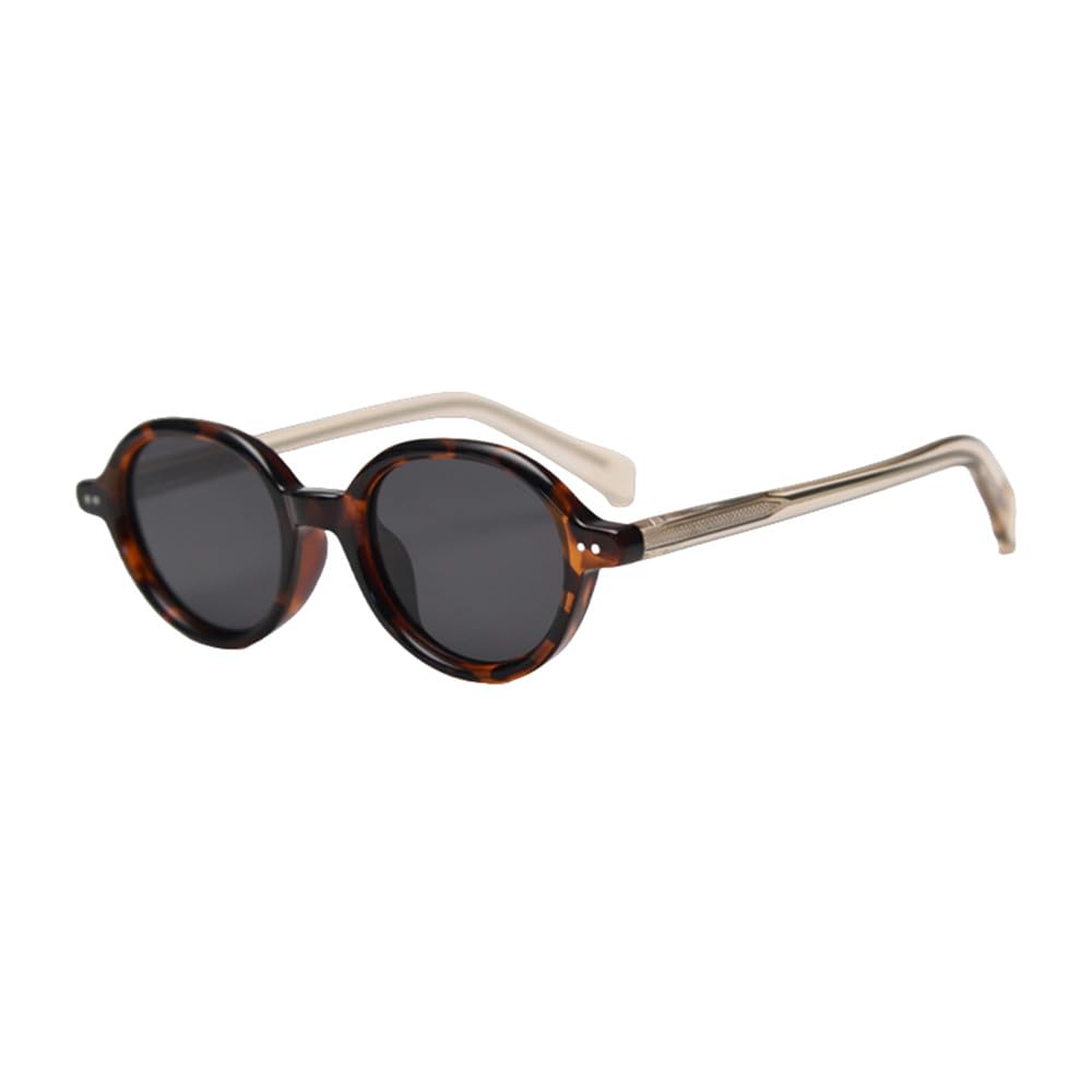 Petites lunettes de soleil ovales rétro polarisées pour femmes acétate gris léopard Uv400