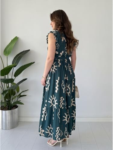 Image of Modestouze Attires Dress for Women Western Maxi Style, Indo Western Dresses, One Piece Long Gown, A Line Flared Pattern, Ethnic Look Outfit for Women
