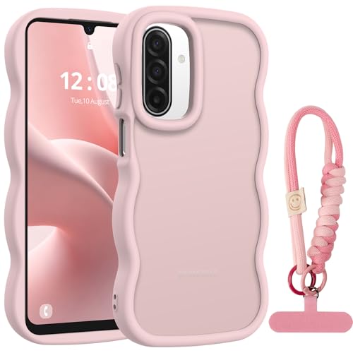 Unlicaku Wavy Case for Samsung Galaxy A17 / A16 with Wrist Strap - Pink