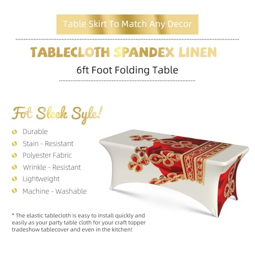 Nappe rectangulaire extensible élasthanne rouge housse de table stretch mariage - 6