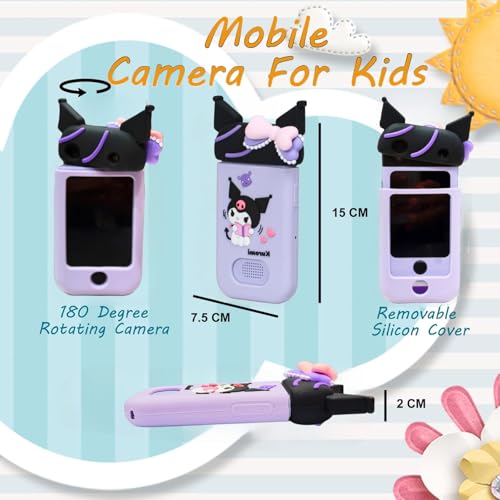 Kids Touchscreen Smartphone Toy – 2.8” Screen, 360° Rotating 8MP Dual Camera, MP3 Music Player, in-Built Games & Wallpapers – Electronic Learning Toy - Purple - Image 4