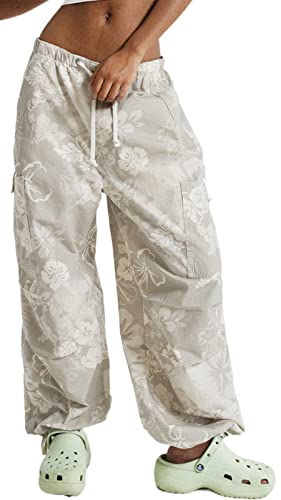 Women Y2K Floral Print Cargo Pants Loose Low Waist Joggers Vintage Casual Wide Leg Baggy Sweatpants Harajuku Aesthetic Cargo Track Pants Trouser #TOP8